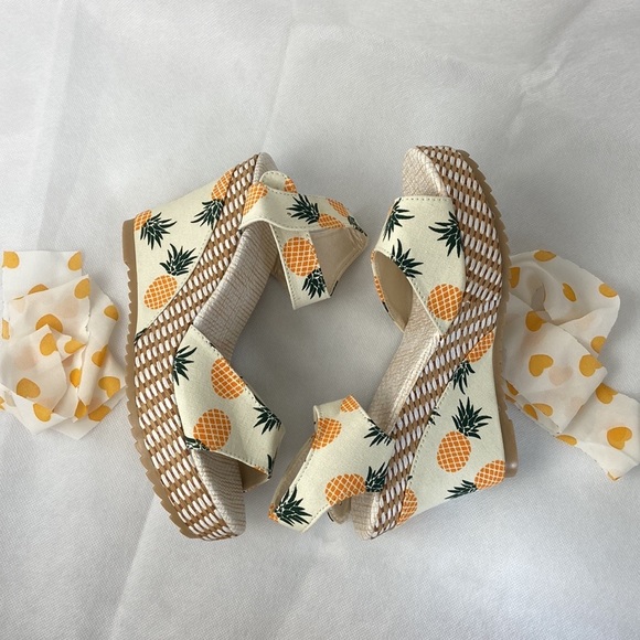 NEW| Women’s Pineapple Printed Summer Bow Knot Wedge Sandals - Picture 7 of 12